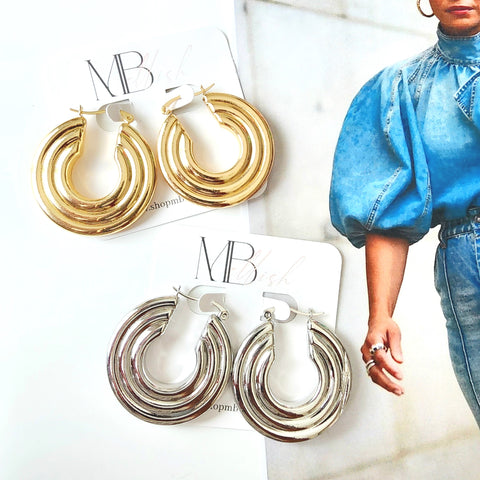 "Sade" Textured Hoop Earrings